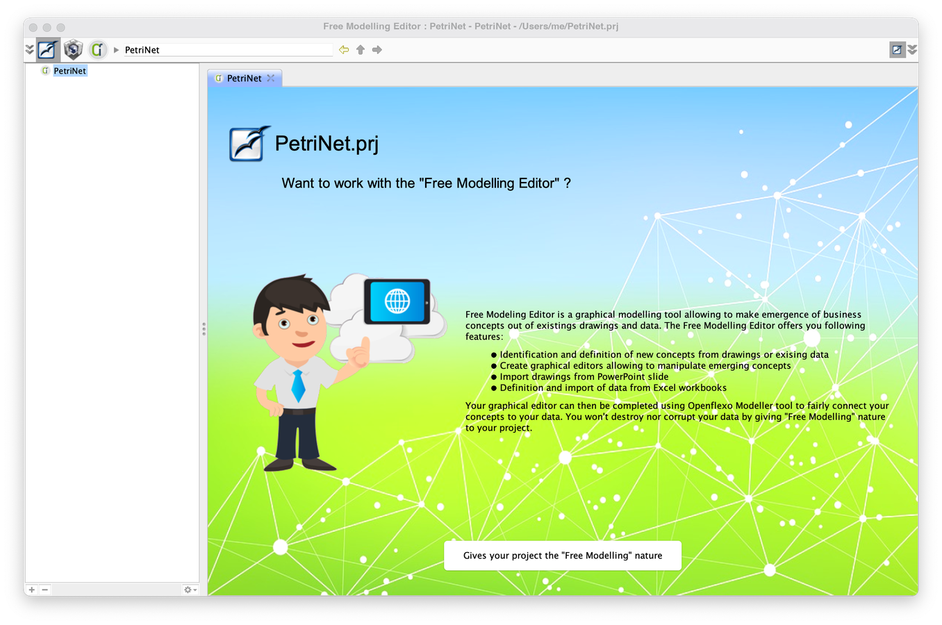 Project page offering to give the project the Free Modelling nature