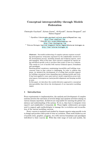 First page of Conceptual interoperability through Models Federation