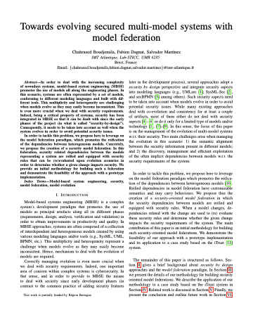 First page of Towards evolving secured multi-model systems with model federation