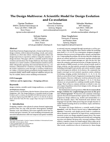 First page of The Design Multiverse: A Scientific Model for Design Evolution and Co-evolution